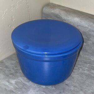 Vintage Blue Oxford Ware Ceramic Jar with Lid FARMHOUSE GREASE JAR USA